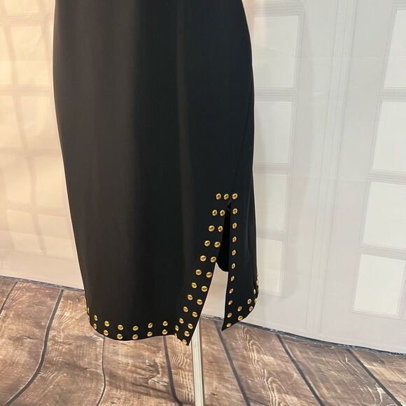 Boston Proper Sleeveless Gold Studded Hem Side Slit Black Dress Size S - Picture 2 of 10